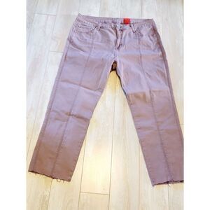 V Christina 16 Jeans Pants Stretch Raw‎ Hems Lace Up Legs Rear Purple Lavender